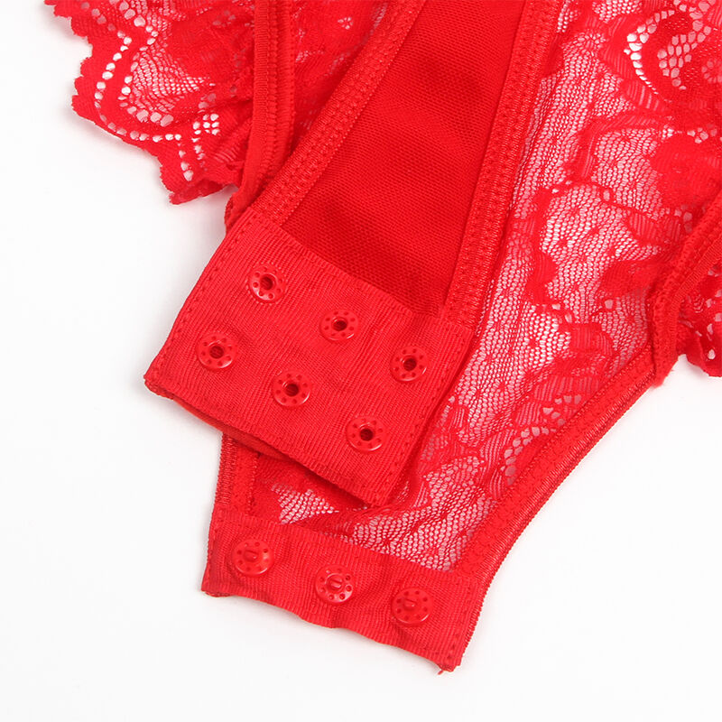 SUBBLIME - TEDDY CON LIGA CON DETALLE DE ENCAJE Y BANDAS ROJAS L/XL