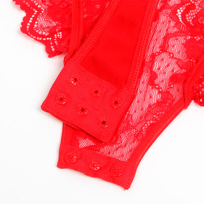 SUBBLIME - TEDDY CON LIGA CON DETALLE DE ENCAJE Y BANDAS ROJAS L/XL