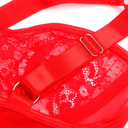 SUBBLIME - TEDDY CON LIGA CON DETALLE DE ENCAJE Y BANDAS ROJAS L/XL