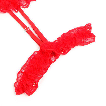 SUBBLIME - TEDDY CON LIGA CON DETALLE DE ENCAJE Y BANDAS ROJAS L/XL