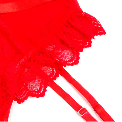 SUBBLIME - TEDDY CON LIGA CON DETALLE DE ENCAJE Y BANDAS ROJAS L/XL