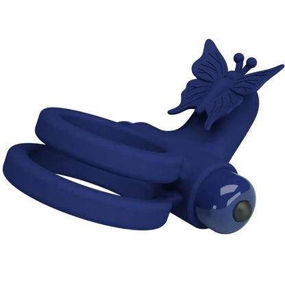 Pretty Love – Jamele Double Anneau avec Vibration & Stimulateur de Papillon Bleu