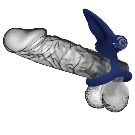 PRETTY LOVE - MAT DOUBLE ANNEAU AVEC VIBRATION &amp; STIMULATEUR BLEU