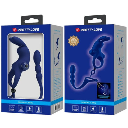 Pretty Love – Ayad Anneau Vibrateur Lapin avec Plug Bleu