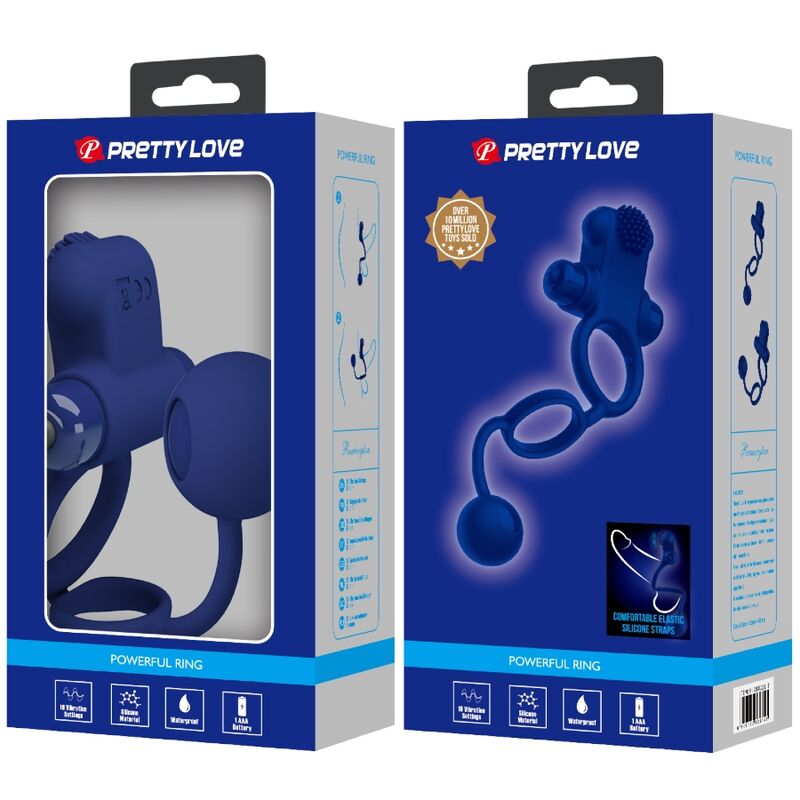 PRETTY LOVE - ANILLO VIBRADOR DOBLE REMINGTON CON TAPÓN AZUL