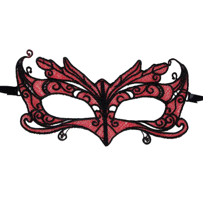 QUEEN LINGERIE - MASCARILLA DE ENCAJE CON DETALLES ROJOS
