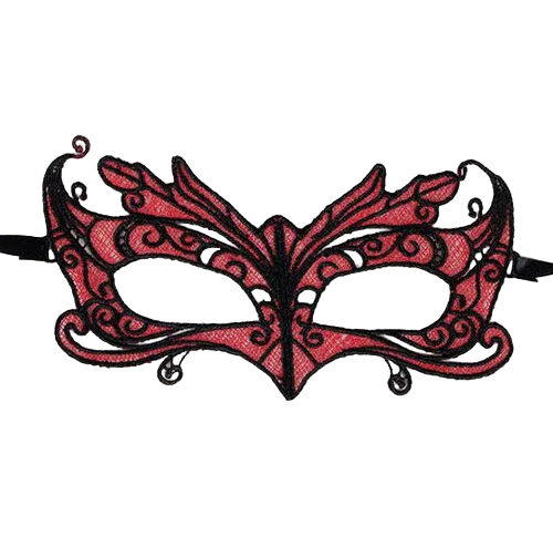 Queen Lingerie – Masque en Dentelle Détails Rouges