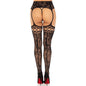LEG AVENUE - MEDIAS DE LIGA DE ENCAJE FLORAL NEGRO