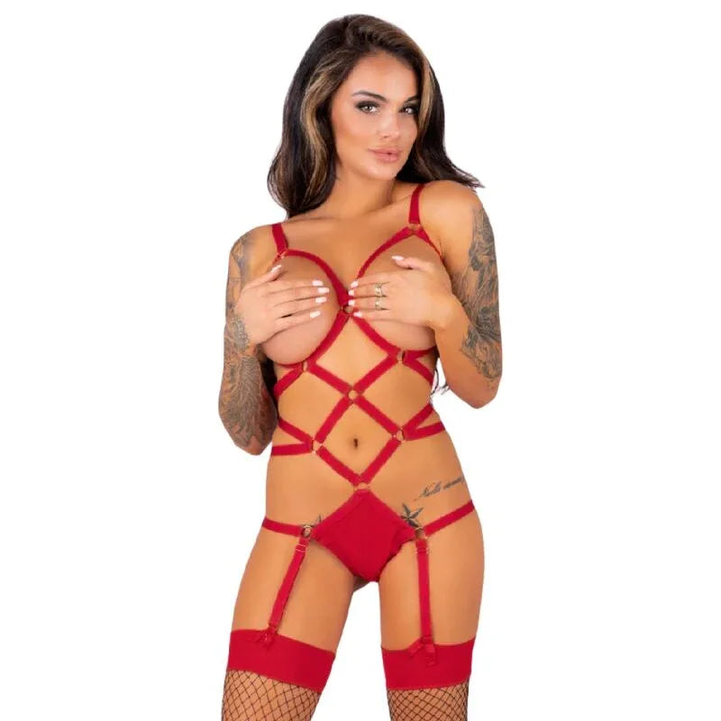 Livco Corsetti Fashion Thiara Lc 20213 Ensemble Corps + Bas Rouge L/XL