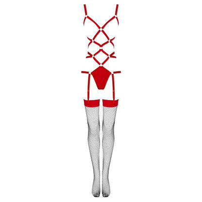 LIVCO CORSETTI FASHION - THIARA LC 20213 SET BODY + RED STOCKINGS S/M