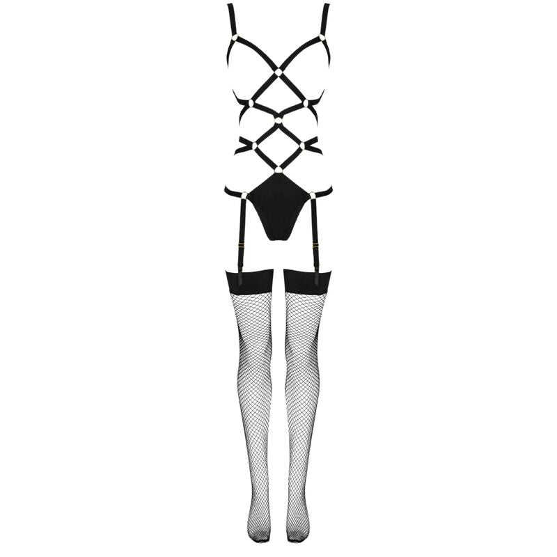 LIVCO CORSETTI FASHION - THIARA LC 20213 CONJUNTO DE BODY + BRAGUITA NEGRO L/XL