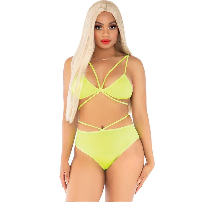 Leg Avenue Haut & Culotte Corail à Bretelles