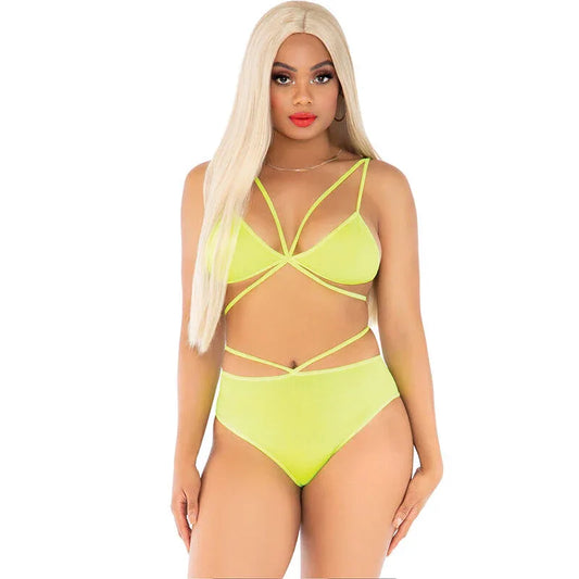 Leg Avenue Haut & Culotte Corail à Bretelles