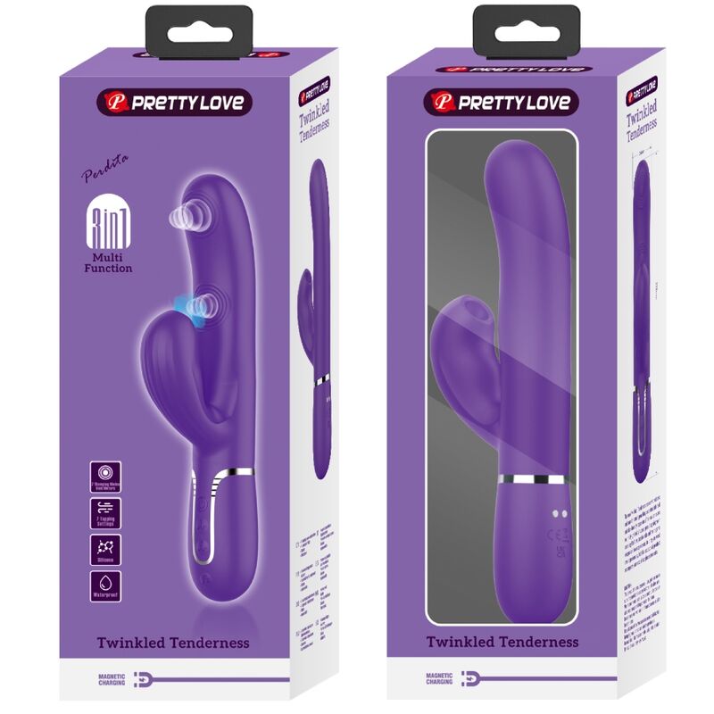 PRETTY LOVE - VIBRADOR DE PUNTO G MULTIFUNCIÓN PERLITA 3 EN 1 MORADO