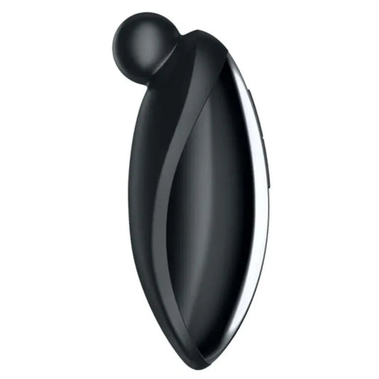 Satisfyer Spot On 2 noir de profil, embout rond et bordure argentée