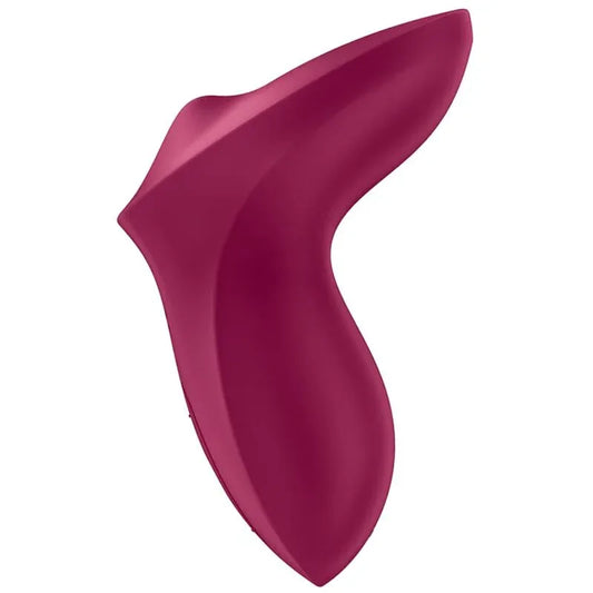 Satisfyer Exciterrr fuchsia, vue entière de profil sur fond blanc