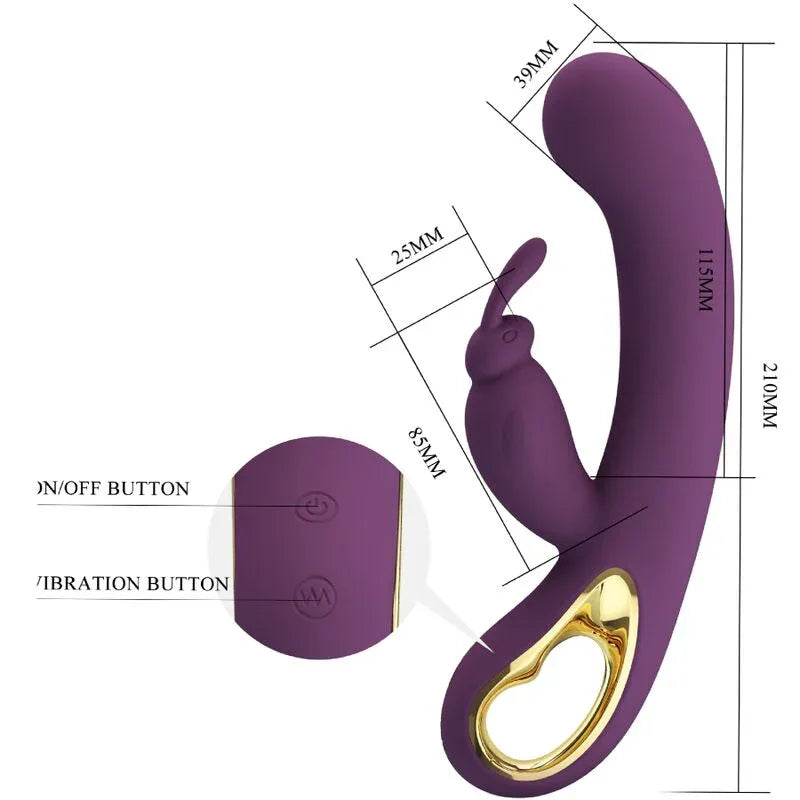 Pretty Love – Liam Vibrateur Lapin et Stimulateur de Point G Violet