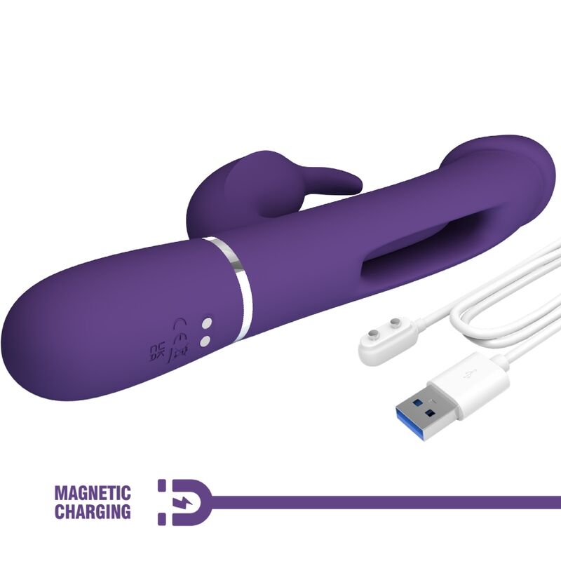PRETTY LOVE - VIBRATEUR MULTIFONCTION 3 IN 1 KAMPAS RABBIT AVEC LANGUE VIOLET