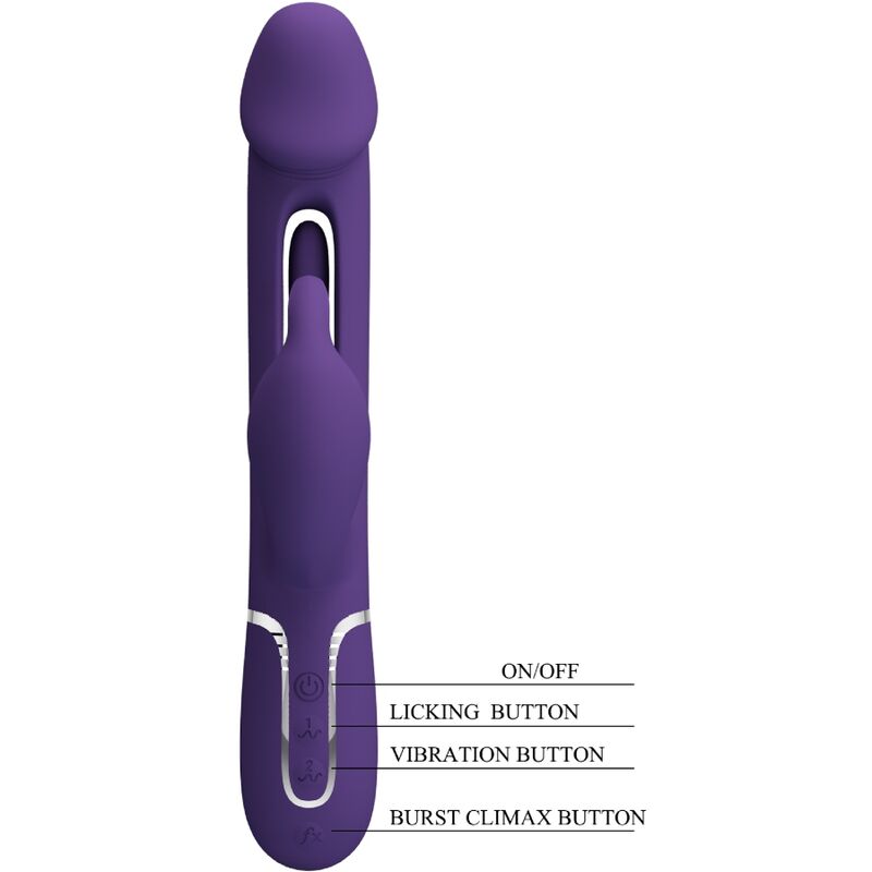 PRETTY LOVE - VIBRATEUR MULTIFONCTION 3 IN 1 KAMPAS RABBIT AVEC LANGUE VIOLET