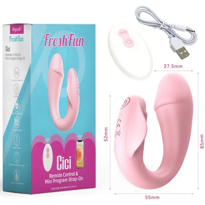 Armony – Freshfun Cici Stap On Vibrateur Télécommande et Application 10 Vibrations Rose