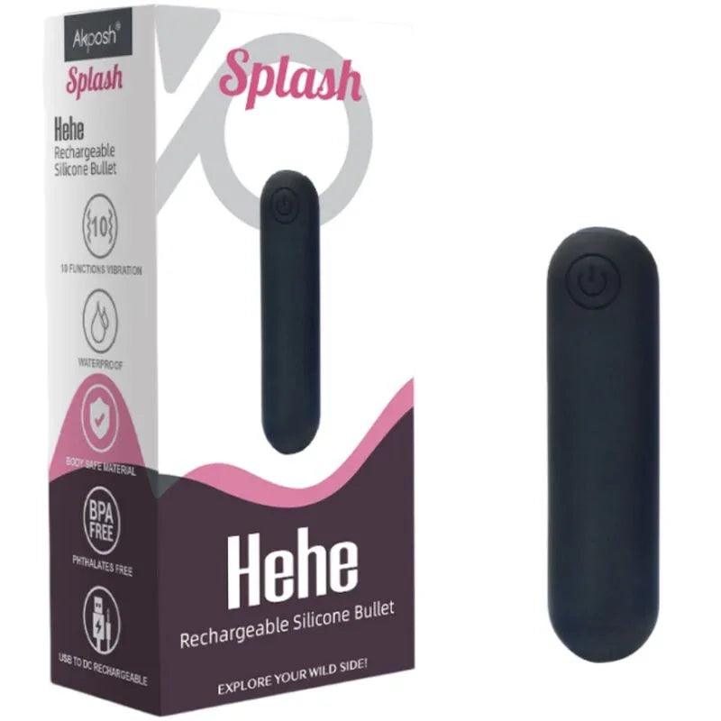 Armony – Splash Hehe Vibrateur Bullet Silicone 10 Vibrations 65 X 15 cm Noir