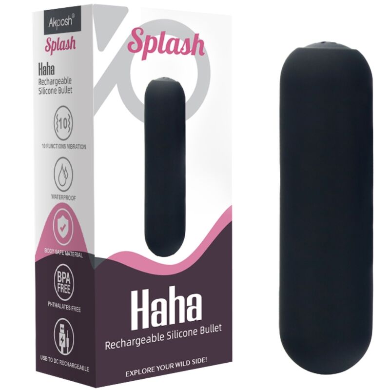 ARMONY - SPLASH HAHA VIBRATEUR BULLET SILICONE 10 VIBRATIONS 75 X 19 CM BLACK