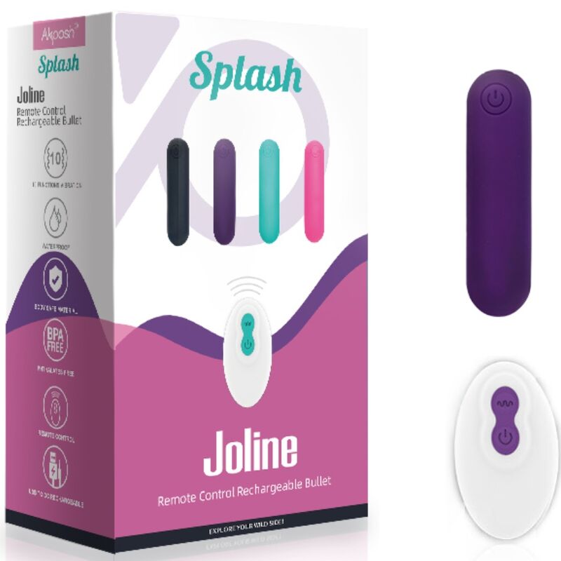 ARMONY - SPLASH JOLINE REMOTE CONTROL SILICONE BULLET VIBRATOR 10 VIBRATIONS 6.5 X 1.5 CM PURPLE