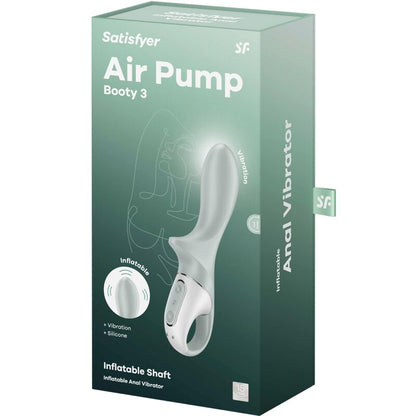 SATISFYER - VIBRADOR ANAL INFLABLE AIR PUMP BOOTY 3 GRIS VERDE