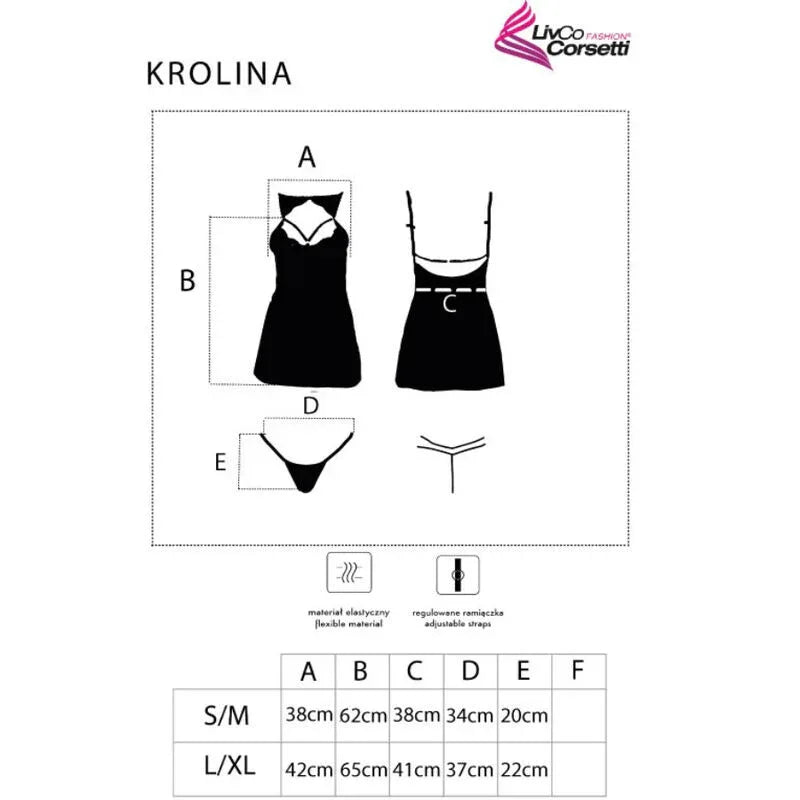 Livco Corsetti Fashion Krolina Lc 90734 Chemise + String Noir L/XL