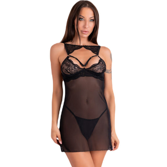 LIVCO CORSETTI FASHION - KROLINA LC 90734 SHIRT + TANGA NEGRO S/M