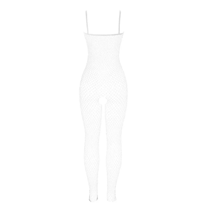 Subblime – 951740 Bodystocking Resille Blanche Entrejambe avec Noeuds taille Unique
