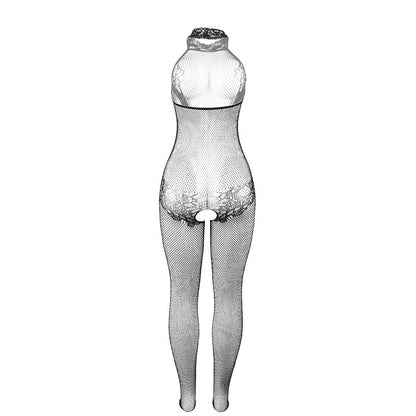 Bodystocking résille et dentelle sans fourreau col montant noir – Subblime 951801