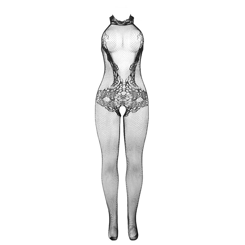 Bodystocking résille et dentelle sans fourreau col montant noir – Subblime 951801