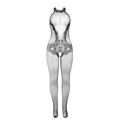 Bodystocking résille et dentelle sans fourreau col montant noir – Subblime 951801