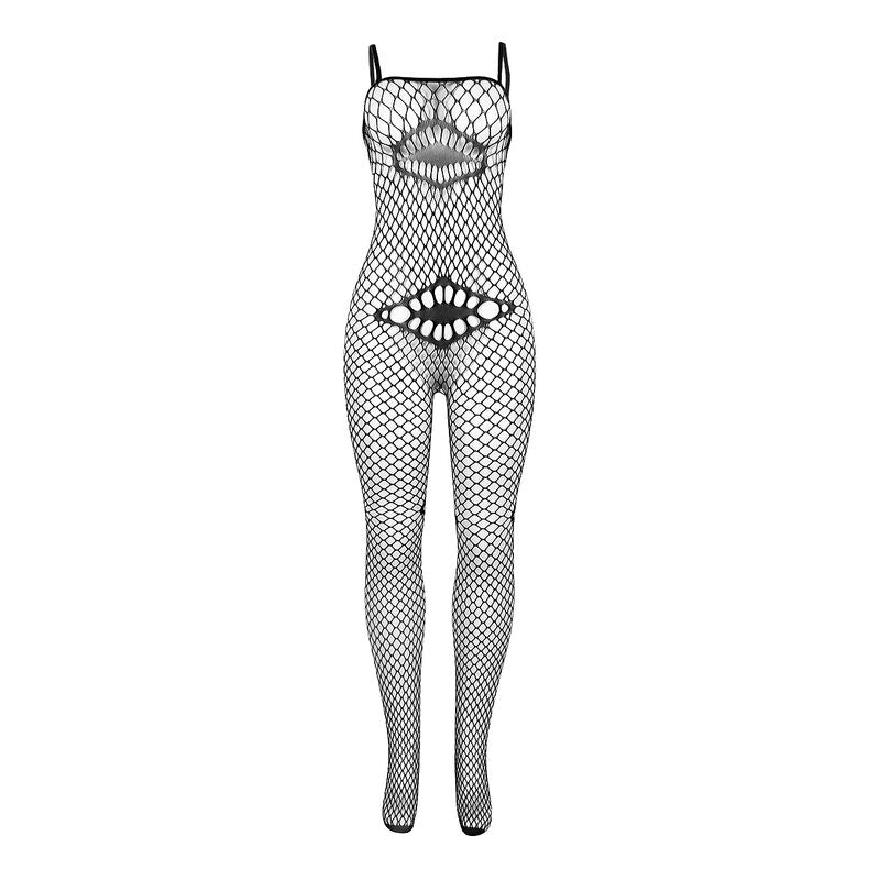 Bodystocking resille avec details sur la poitrine et le ventre noir – Subblime 952112