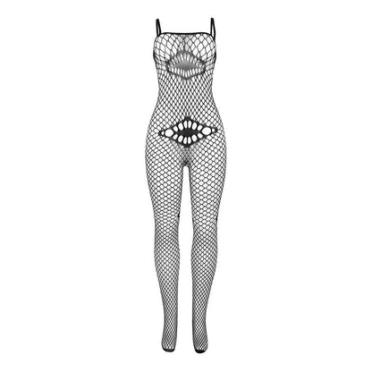 Bodystocking resille avec details sur la poitrine et le ventre noir – Subblime 952112