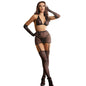 SUBBLIME - 952174 BODYSTOCK DE RED CON GUANTES Y DIAMANTES NEGROS TALLA ÚNICA