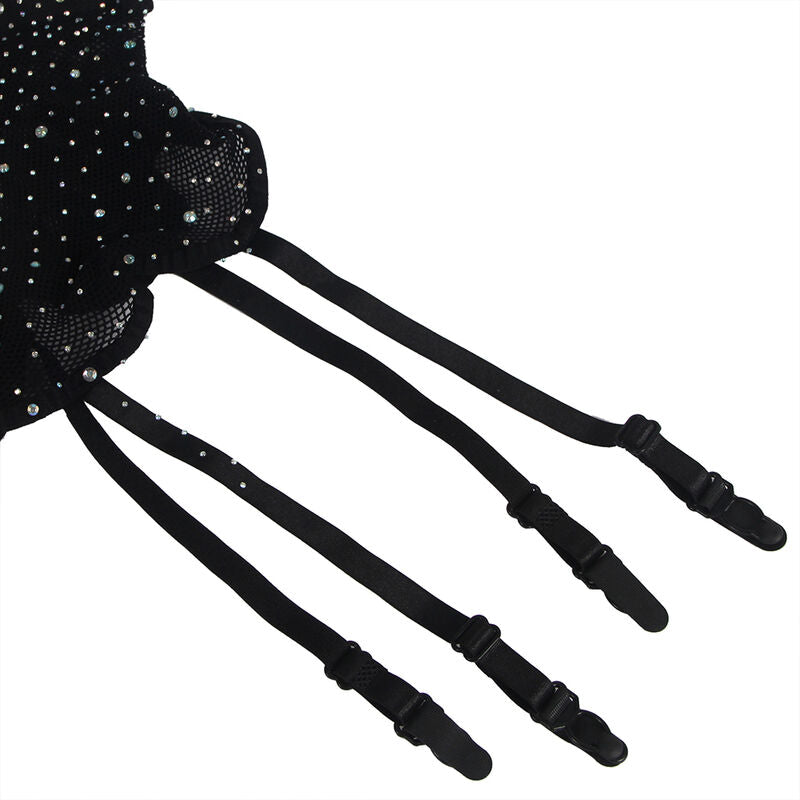 SUBBLIME - 952174 BODYSTOCK DE RED CON GUANTES Y DIAMANTES NEGROS TALLA ÚNICA