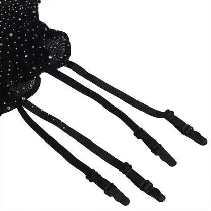 SUBBLIME - 952174 BODYSTOCK DE RED CON GUANTES Y DIAMANTES NEGROS TALLA ÚNICA