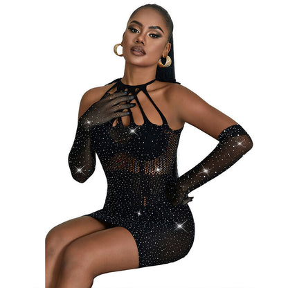 SUBBLIME - 952235 VESTIDO DE RED NEGRO CON STRASS TALLA ÚNICA