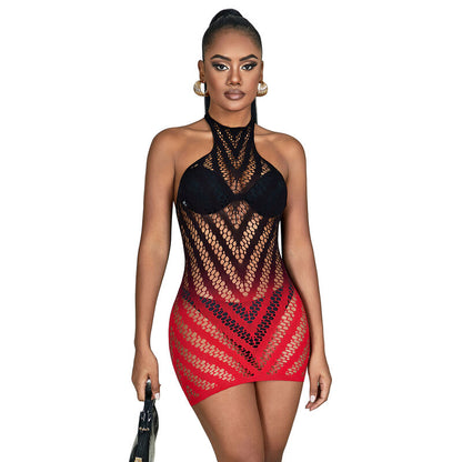 SUBBLIME - 952242 VESTIDO DE MALLA ELÁSTICA CON DEGRADADO ROJO Y NEGRO TALLA ÚNICA