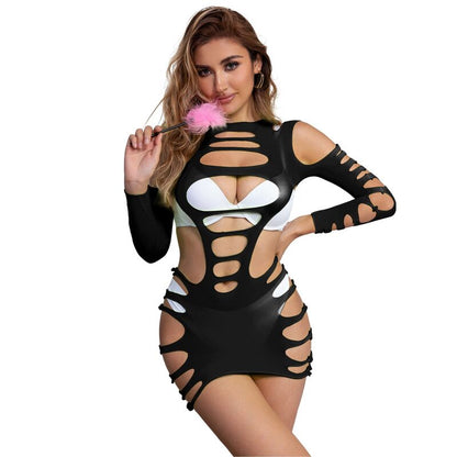 SUBBLIME - 952266 VESTIDO DE MALLA ELÁSTICA MANGA LARGA NEGRO TALLA ÚNICA