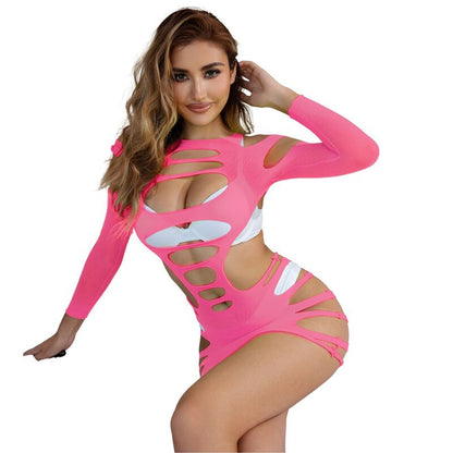 SUBBLIME - 952273 VESTIDO DE MALLA ELÁSTICA MANGA LARGA ROSA TALLA ÚNICA