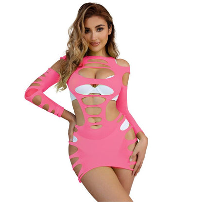 SUBBLIME - 952273 VESTIDO DE MALLA ELÁSTICA MANGA LARGA ROSA TALLA ÚNICA