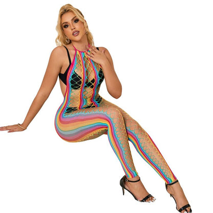 SUBBLIME - 952358 VESTIDO DE MALLA CON CUELLO HALTER ARCOÍRIS TALLA ÚNICA