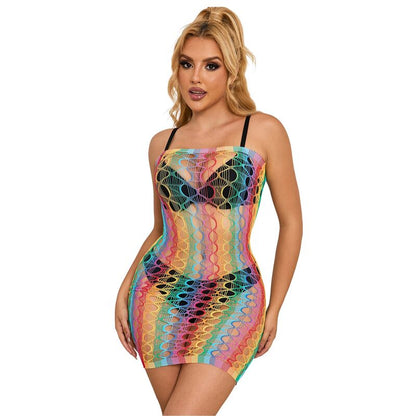 SUBBLIME - 952365 VESTIDO DE MALLA CON HOMBROS DESCUBIERTOS ARCOÍRIS TALLA ÚNICA