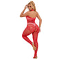 SUBBLIME - 952372 BODYSTOCKING DE MALLA Y ENCAJE SIN PELO CUELLO ALTO ROJO TALLA ÚNICA