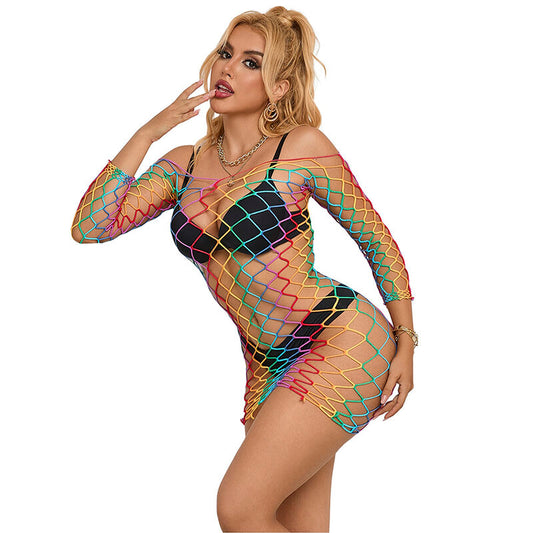 SUBBLIME - 952426 VESTIDO DE MALLA DE MANGA LARGA ARCOÍRIS TALLA ÚNICA