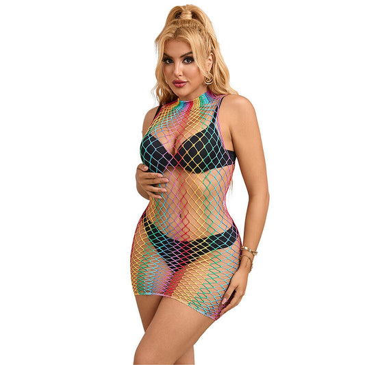 SUBBLIME - 952433 VESTIDO DE MALLA SIN MANGAS CON CUELLO ALTO ARCOÍRIS TALLA ÚNICA
