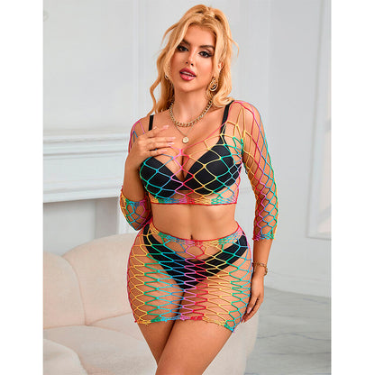 SUBBLIME - 952440 RAINBOW LONG SLEEVE 2-PIECE MESH SET ONE SIZE